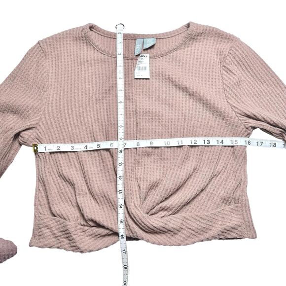 Sky & Sparrow | Women | Taupe Waffle Knit Thermal Crop Top Flare Pant Set | L-XL - Picture 7 of 15